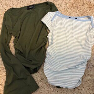 CIDER Top Bundle | Olive Bell Sleeve Long Sleeve & Striped Boatneck